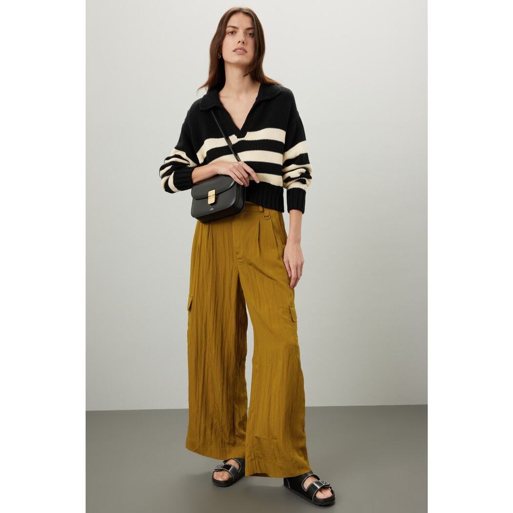 Madewell The Harlow Wide-Leg High Rise Olive Drapey Relaxed Cargo Pants Size 14 - Picture 1 of 16